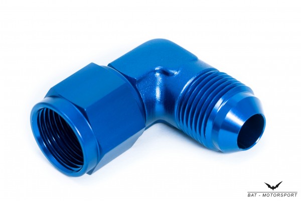 90° Forged Adapter Dash 3 / -3 AN / JIC 3 Blue Anodized Female to Male