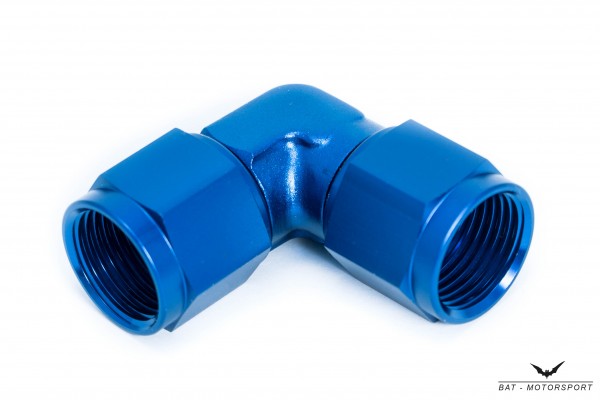 90° Forged Adapter Dash 16 / -16 AN / JIC 16 Blue Anodized Female to Female