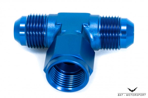 Dash 12 / -12 AN / JIC 12 Flare Tee-Adapter Female On Side Blue Anodized 