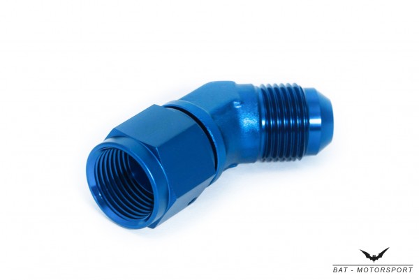 45° Forged Adapter Dash 4 / -4 AN / JIC 4 Blue Anodized Female to Male