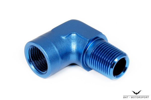 90° 3/8" NPT Female / Male Adapter Blue Anodized