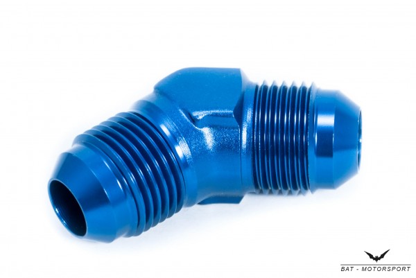 45° Union Adapter Dash 6 / -6 AN / JIC 6 Blue Anodized Male to Male