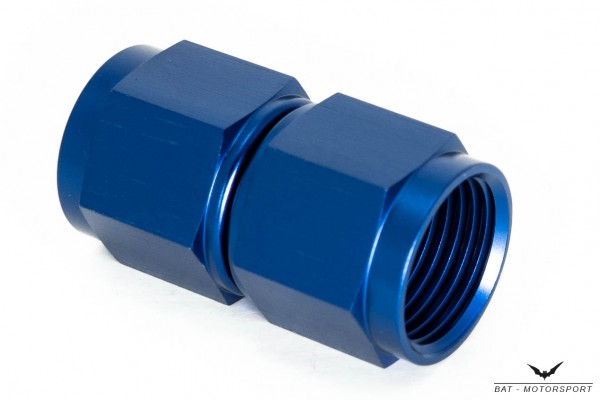 Straight Union Adapter Dash 12 / -12 AN / JIC 12 Blue Anodized Female to Female