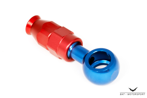 PTFE Fitting-Ringstück M12 (12,5mm) Dash 4 / -4 AN / JIC 4 Ringöse Rot/Blau eloxiert