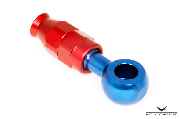 PTFE Fitting-Ringstück M10 (10,3mm) Dash 4 / -4 AN / JIC 4 Ringöse Rot/Blau eloxiert
