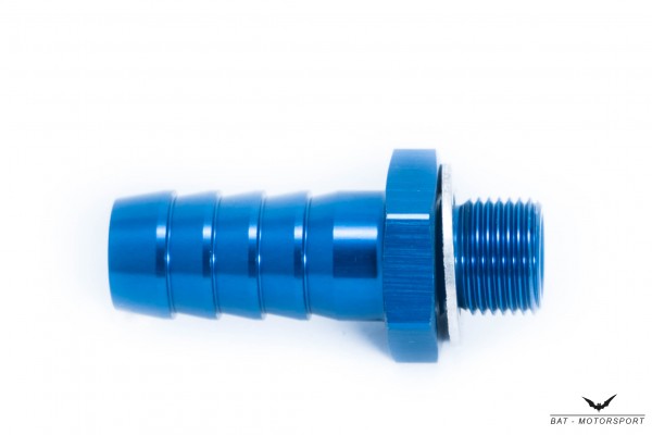 13mm - M12x1.25 Barbed Aluminium Hose Fitting Blue Anodized