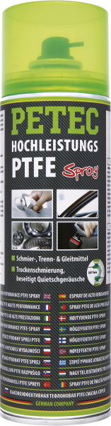 PETEC Hochleistungs PTFE Spray Trockenschmierstoff Antiquietsch Transparent Silikonfrei 500ml 74050