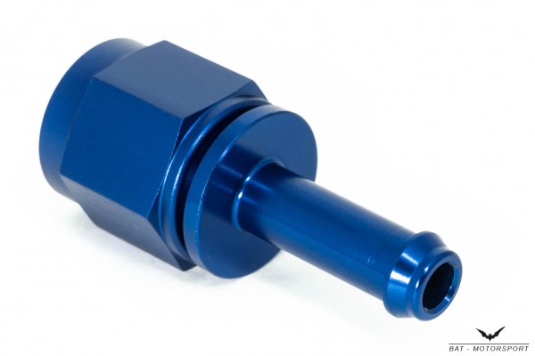 8mm - Dash 6 / -6 AN / JIC 6 Schlauchanschluss / Schlauchtülle Blau eloxiert