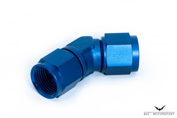 45° Forged Adapter Dash 12 / -12 AN / JIC 12 Blue Anodized Female to Female