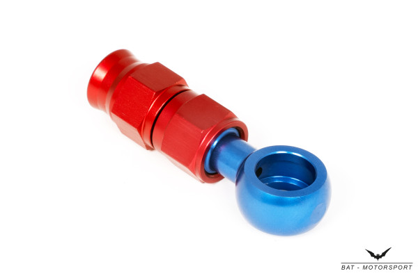 Dash 3 / -3 AN / JIC 3 M10 (10.3mm) Eye Banjo PTFE Hose Fitting Red/Blue Anodized