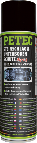 PETEC Steinschlag-& Unterbodenschutz Spray 500ml Kautschukbasis Überlackierbar Schwarz 73250