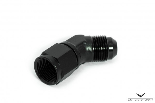 45° Forged Adapter Dash 6 / -6 AN / JIC 6 Black Anodized Female to Male